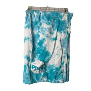 Victorias Secret Blue Tie‎ Dye Body Wrap Towel PINK Logo